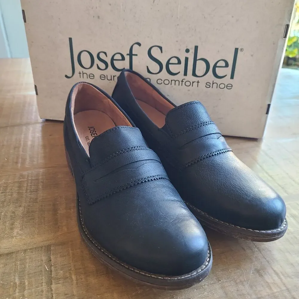 Josef Seibel Shoes Women's Sienna 96 Leather Loafers Black EU 37 Comfort 6-6.5‎